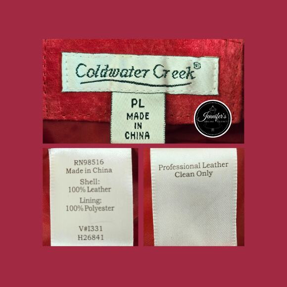 Coldwater Creek Red Front Snap Closure Long Sleeve Lined Suede Jacket Size PL - Picture 11 of 13